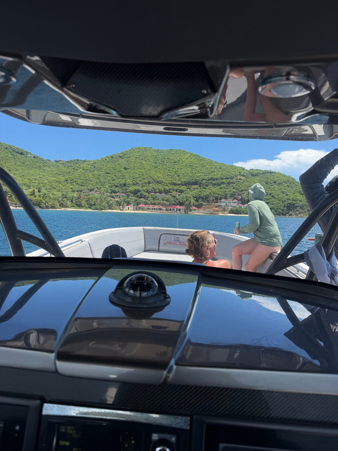 View from the Lusso's helm toward St. John